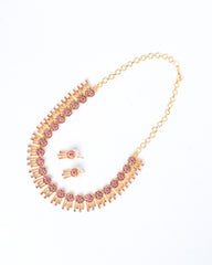 Gold-Plated Floral CZ Choker Necklace with Radiant Fringe Detailing