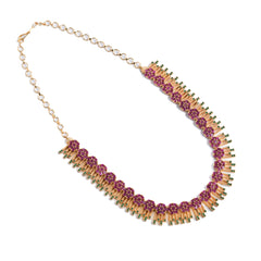 Gold-Plated Floral CZ Choker Necklace with Radiant Fringe Detailing