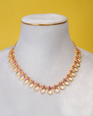 Traditional Antique Finish Floral Loop Necklace – Elegant Daily & Festive Wear