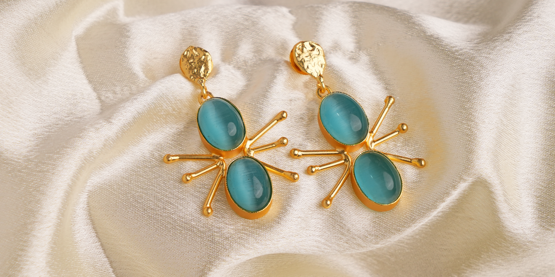 blue Orbit Drop Earrings