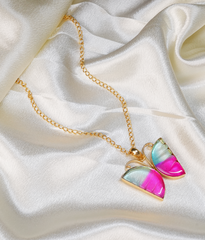 Golden Butterfly Enamel Pendant Chain
